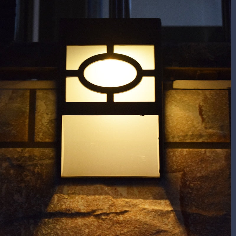 Minimalist, stylish solar wall light in Japanese design for garden and terrace