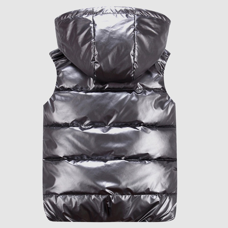 Men's Down Vest with Hood and Modern Design