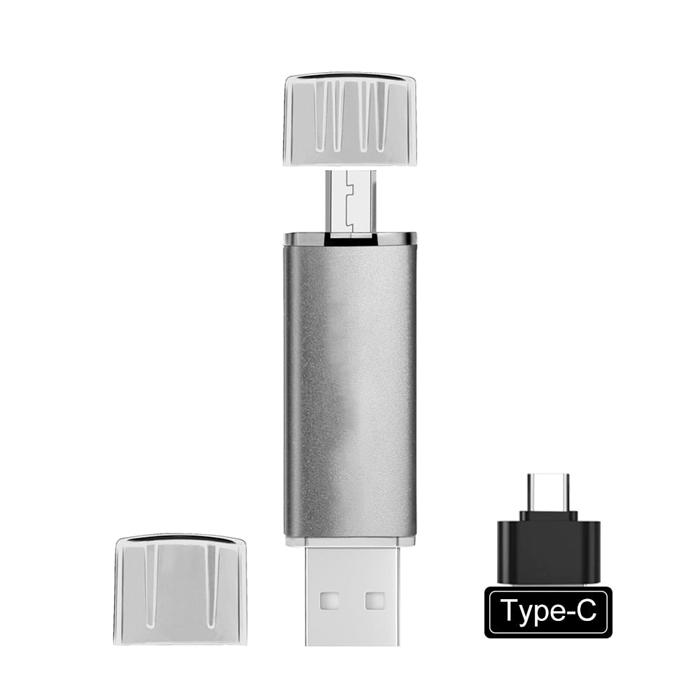 Versatile USB flash drive with USB-C &amp; USB-A for smartphone, laptop &amp; tablet