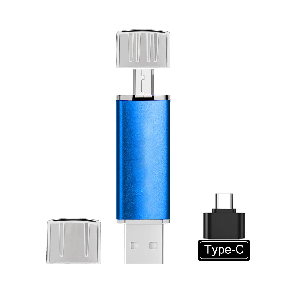 Versatile USB flash drive with USB-C &amp; USB-A for smartphone, laptop &amp; tablet
