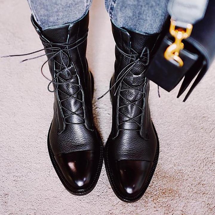 Women's Leather Ankle Boots with Heel