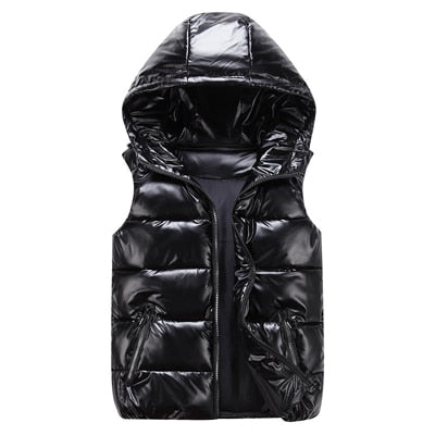 Men's Down Vest with Hood and Modern Design