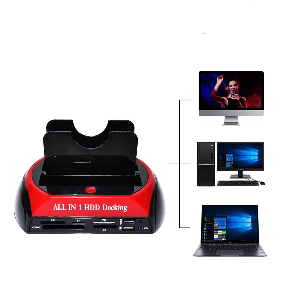 USB hard drive docking station with card reader &amp; plug-and-play function