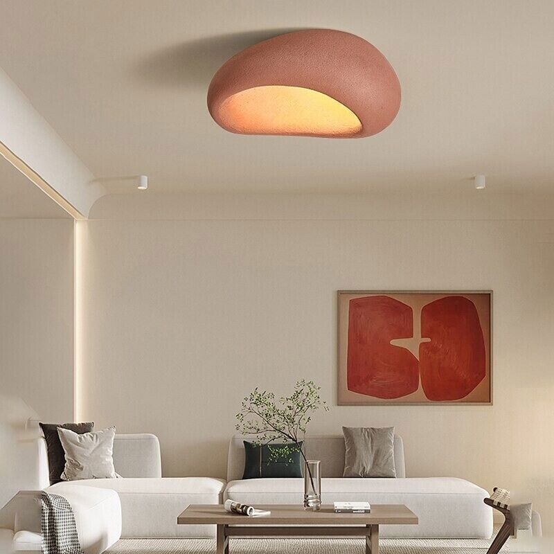 Minimalist ceiling lamp – warm white &amp; made of resin