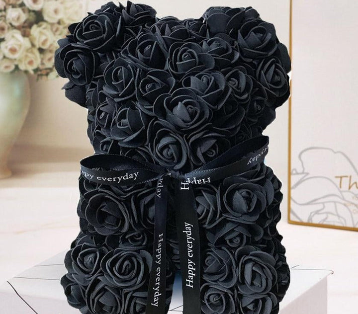 Rosenbär aus Kunstrosen mit Schleife – Dekoratives Geschenk für besondere Anlässe