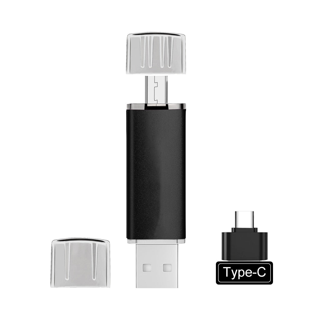 Versatile USB flash drive with USB-C &amp; USB-A for smartphone, laptop &amp; tablet