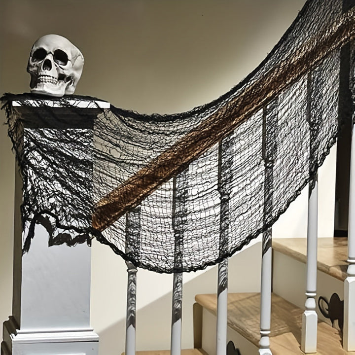 Black Halloween Fabric Cloth – Spooky Hanging Decoration for Home &amp; Party