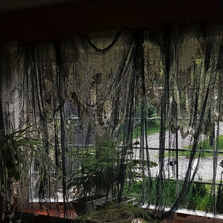 Black Halloween Fabric Cloth – Spooky Hanging Decoration for Home &amp; Party