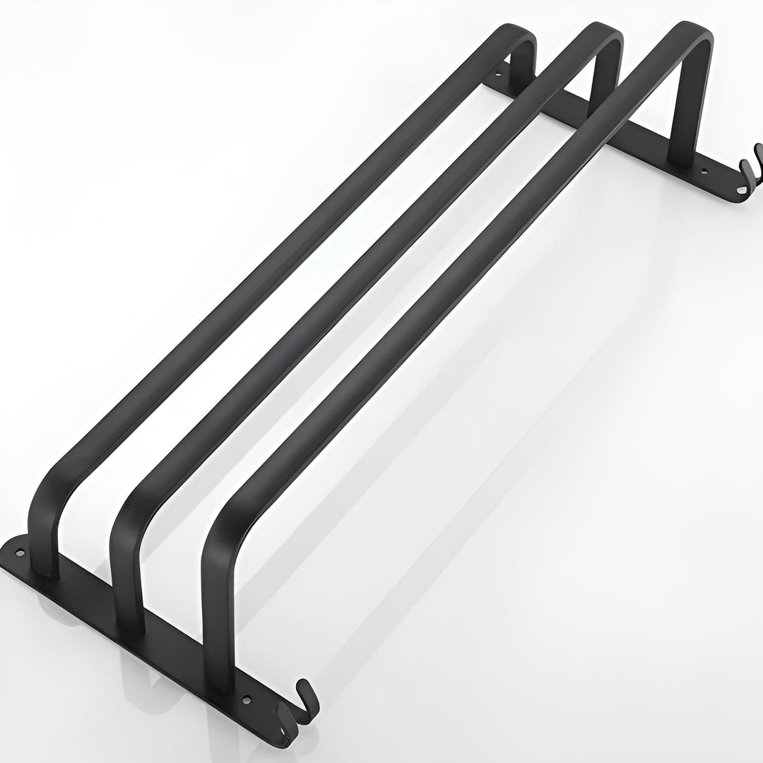 Wall-mounted towel rack, 3-tier, black, no drilling required