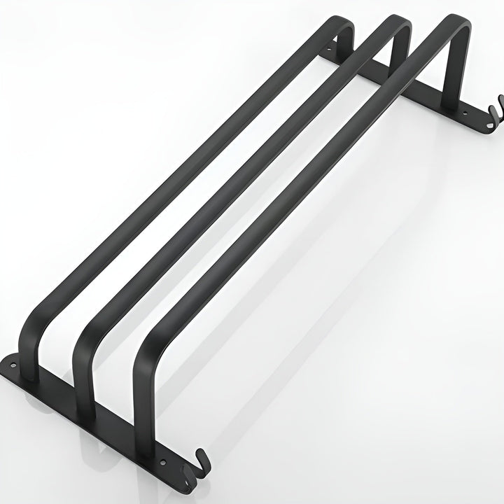 Wall-mounted towel rack, 3-tier, black, no drilling required