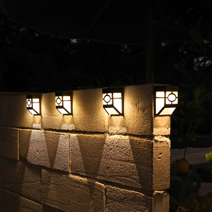 Minimalist, stylish solar wall light in Japanese design for garden and terrace