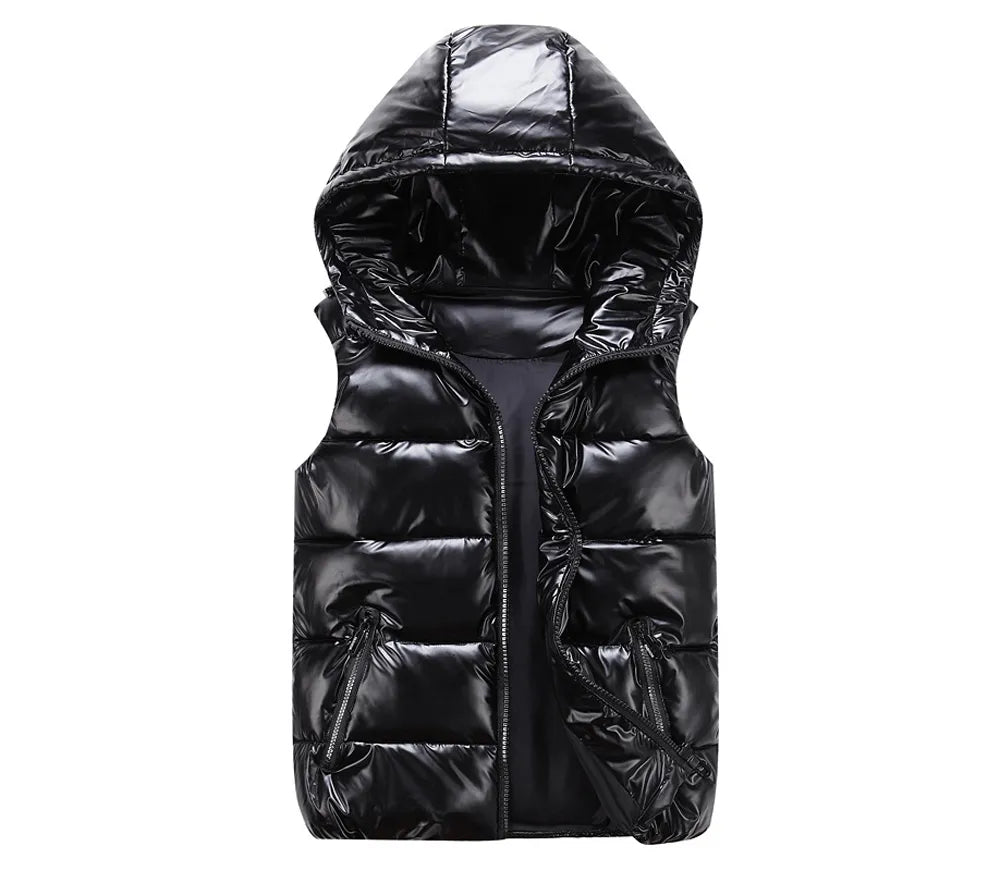 Men's Down Vest with Hood and Modern Design