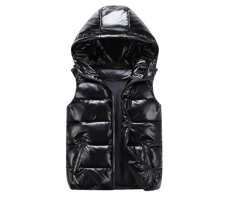 Men's Down Vest with Hood and Modern Design