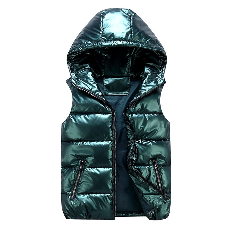 Men's Down Vest with Hood and Modern Design
