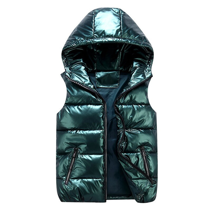 Men's Down Vest with Hood and Modern Design