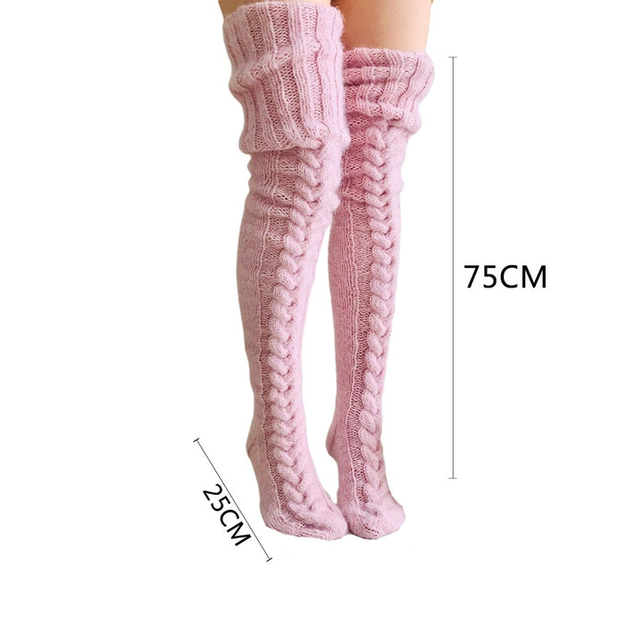 Women's Wool Over-the-Knee Stockings with Elastic Waistband