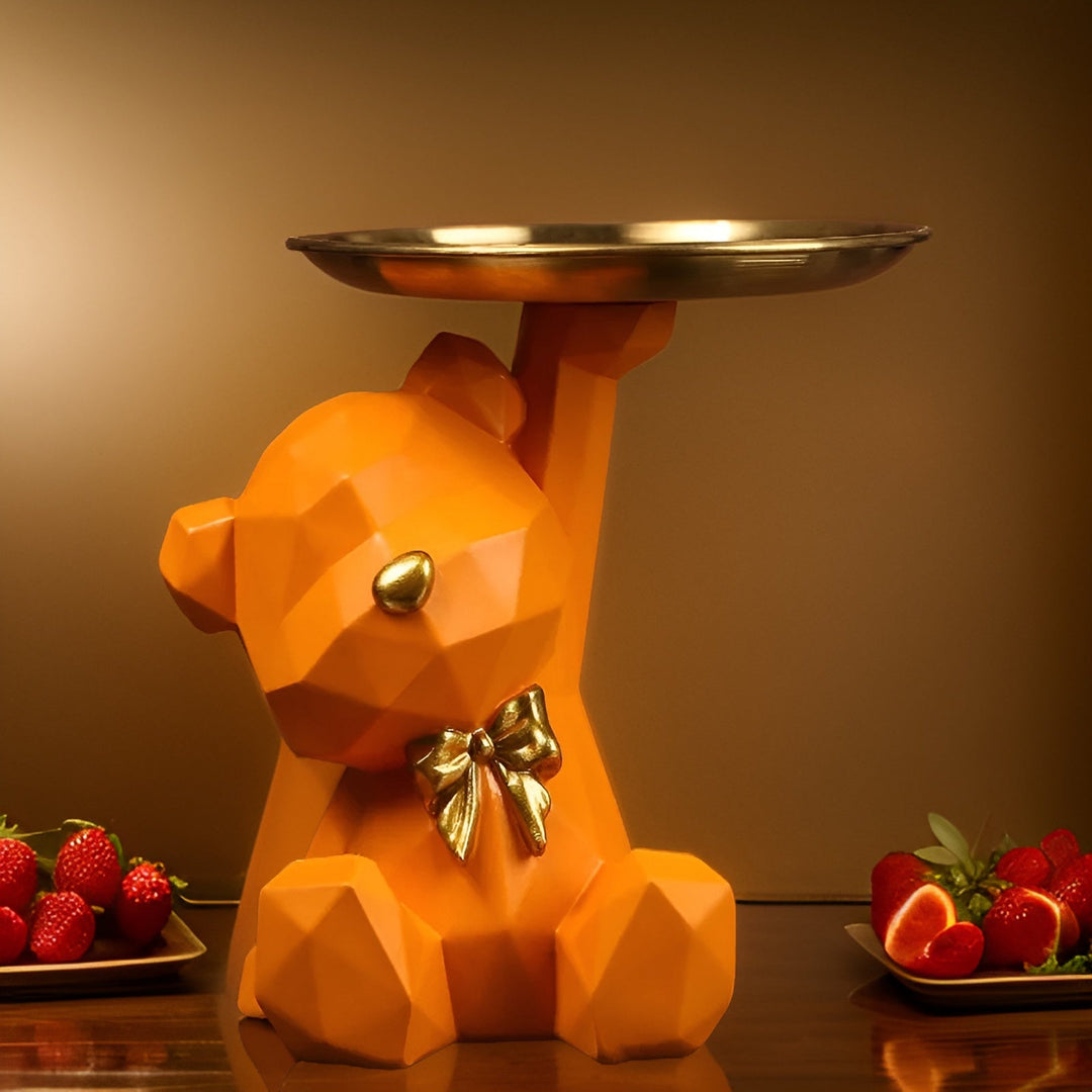 Kunstharz-Bärenfigur mit Ablagefläche für Snacks, Schmuck oder kleine Alltagsgegenstände