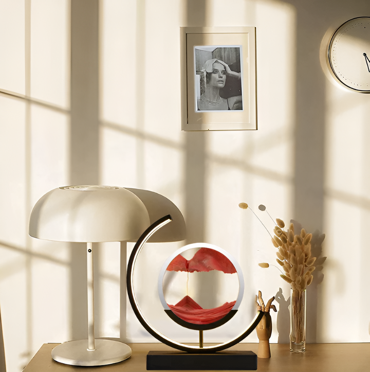 Dimmable LED table lamp with fascinating sand play and remote control