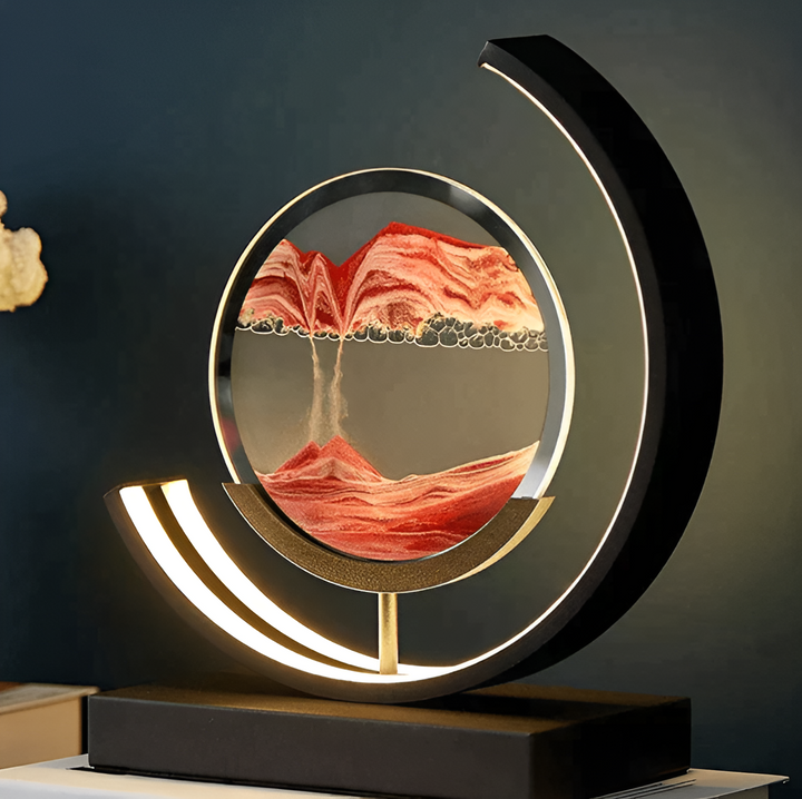 Dimmable LED table lamp with fascinating sand play and remote control