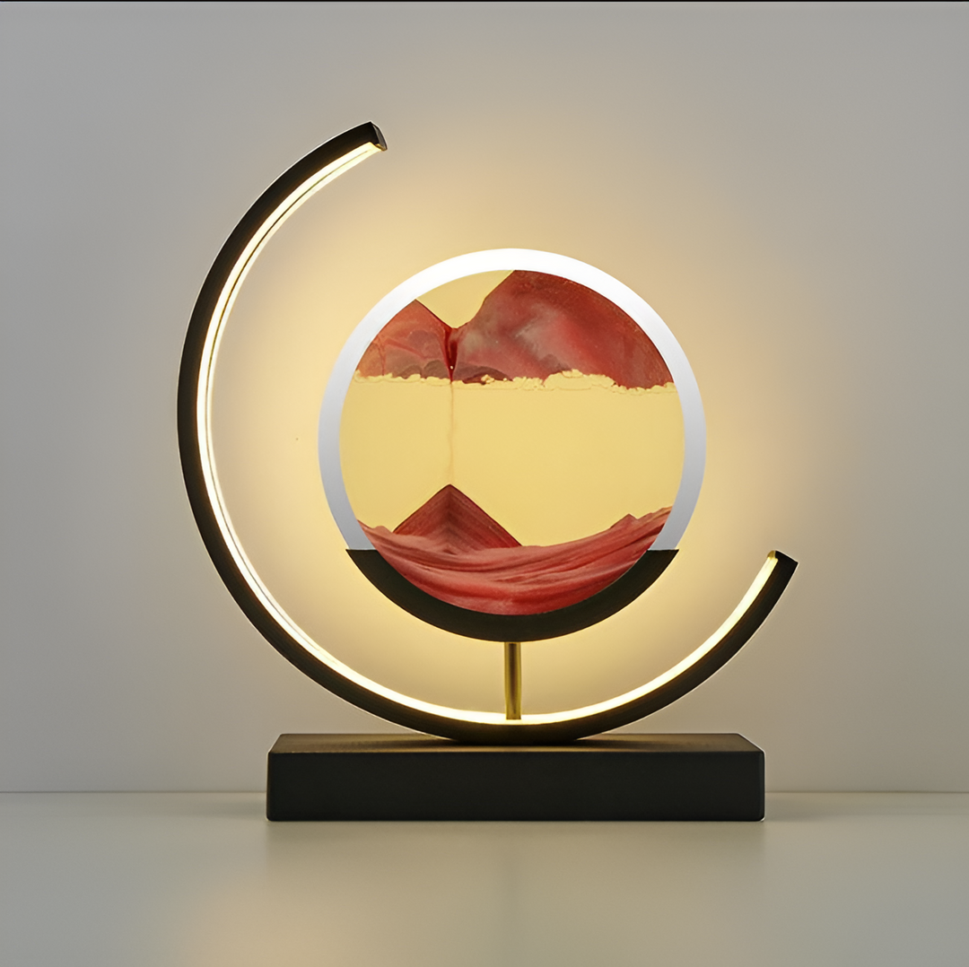 Dimmable LED table lamp with fascinating sand play and remote control