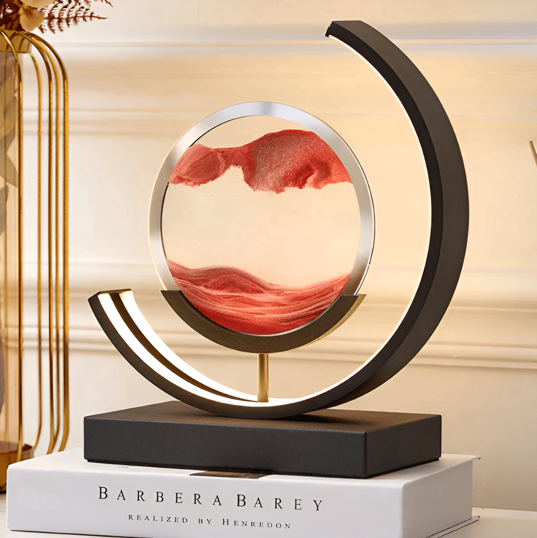 Dimmable LED table lamp with fascinating sand play and remote control