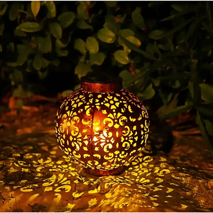 Retro solar light with hollow design for garden and terrace 