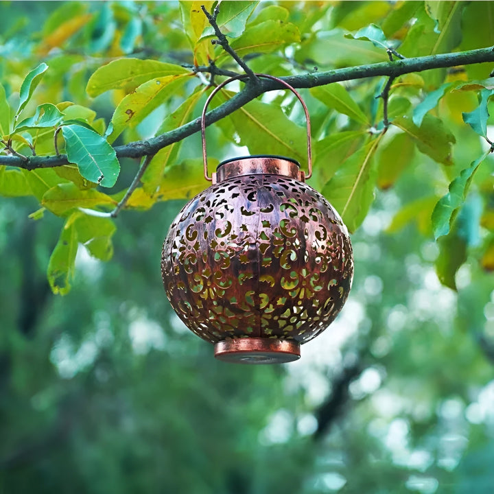 Retro solar light with hollow design for garden and terrace 