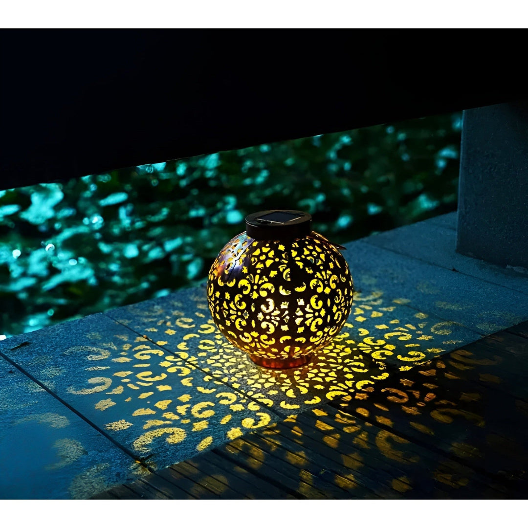 Retro solar light with hollow design for garden and terrace 