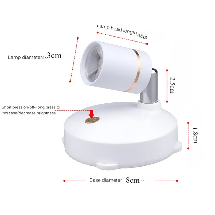 Wireless LED spotlight with remote control and dimming function