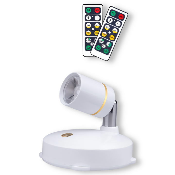 Wireless LED spotlight with remote control and dimming function