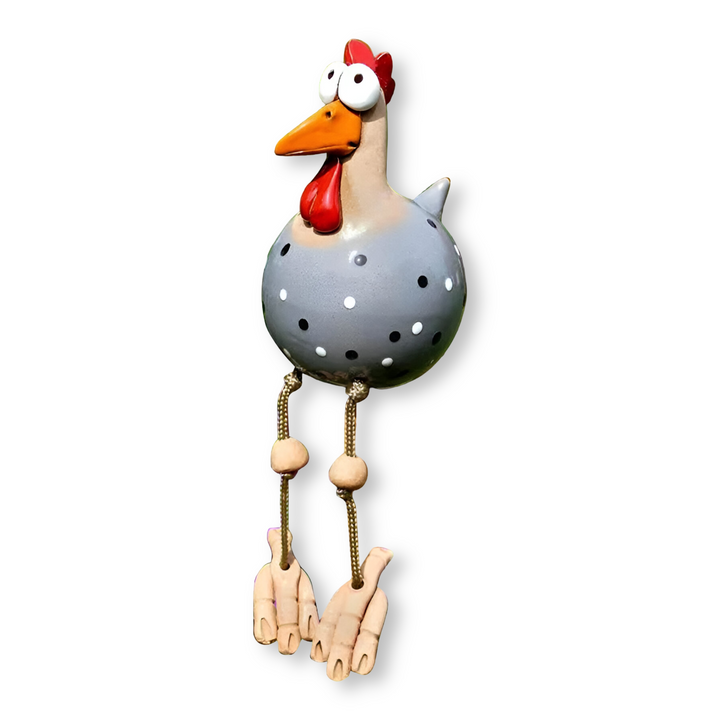 Large-eyed chicken statue made of weatherproof resin for garden and terrace