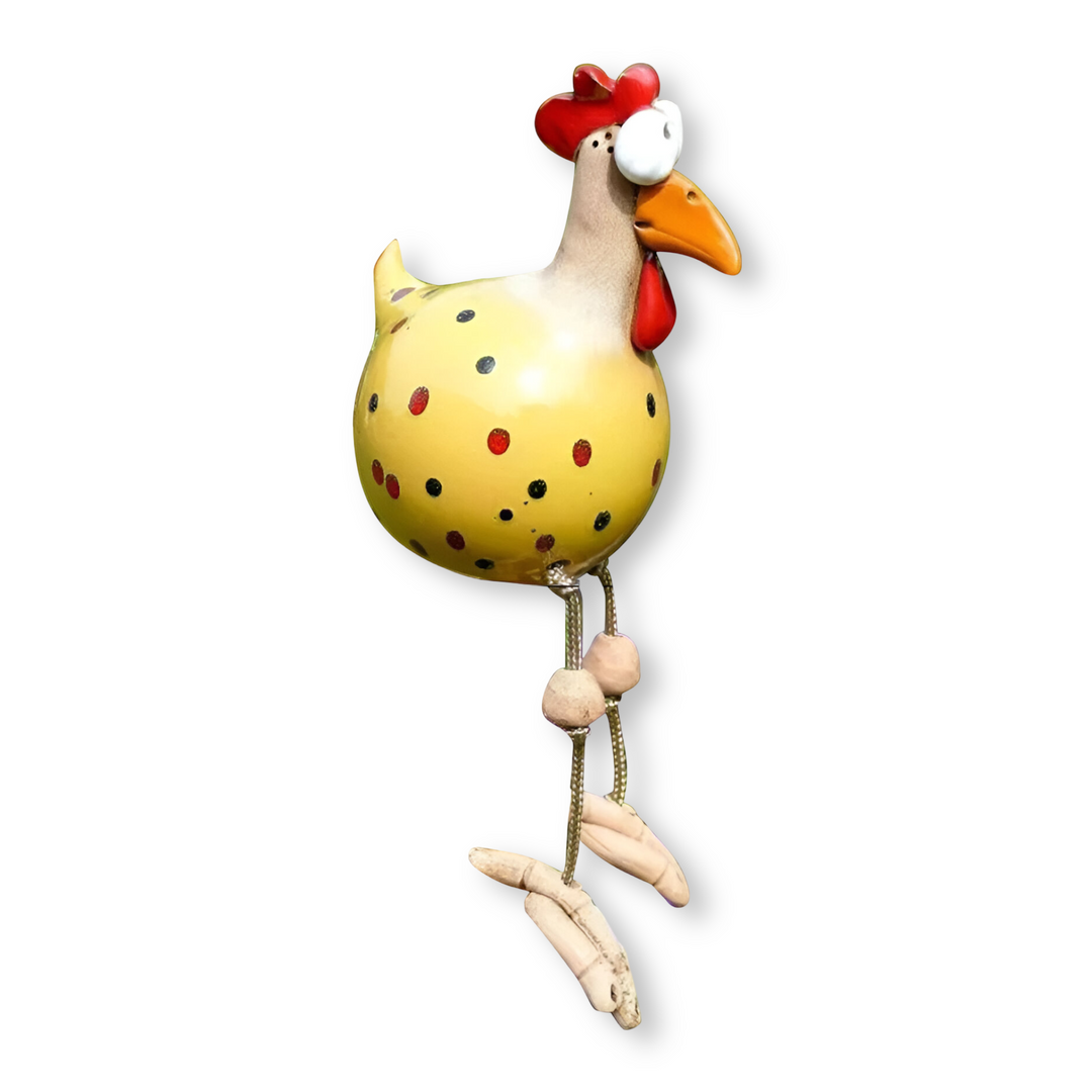 Large-eyed chicken statue made of weatherproof resin for garden and terrace