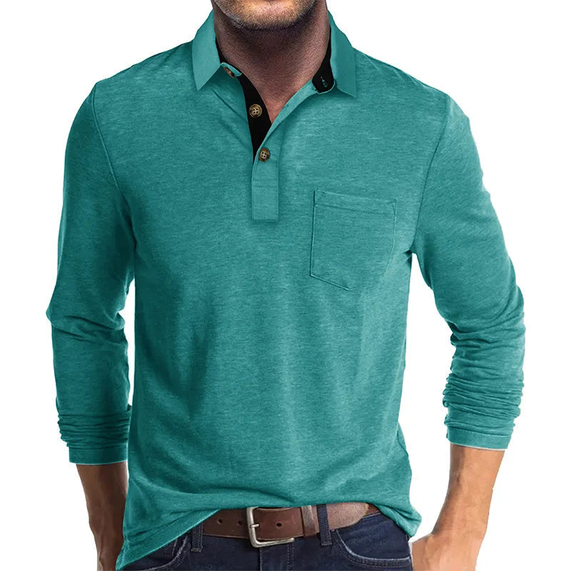 Men's long-sleeved shirt with a classic cut