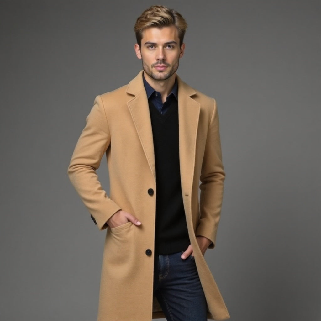 Men's Slim Fit Trench Coat for Winter