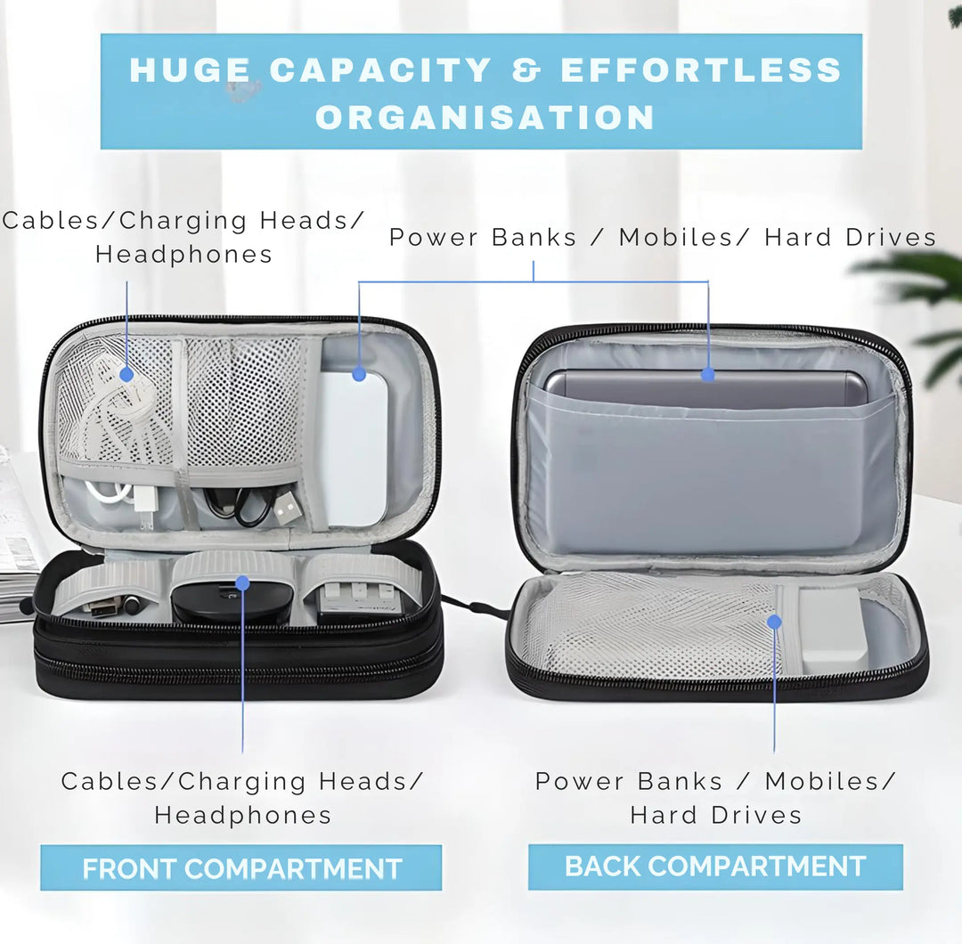 Electronics organizer for cables &amp; accessories – compact &amp; shockproof