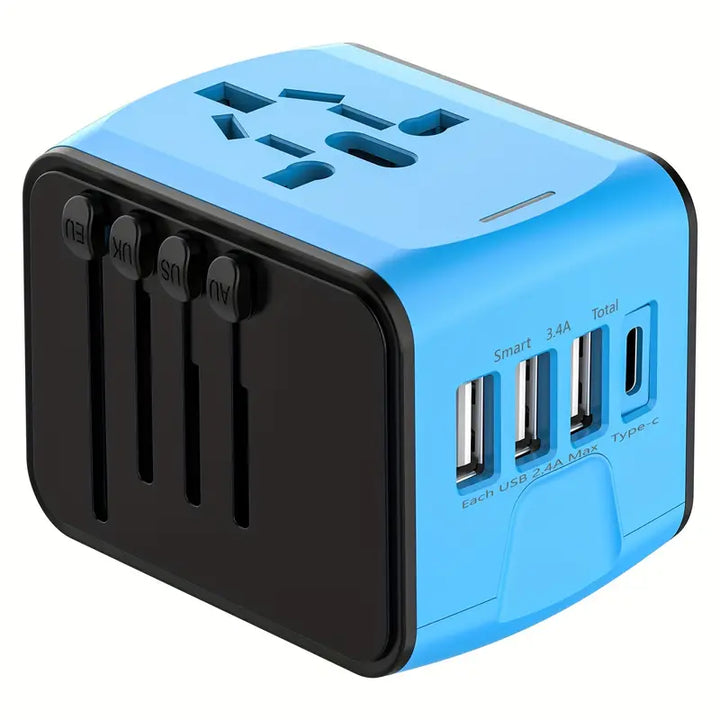 Universal travel adapter with USB-C, fast charging &amp; protection