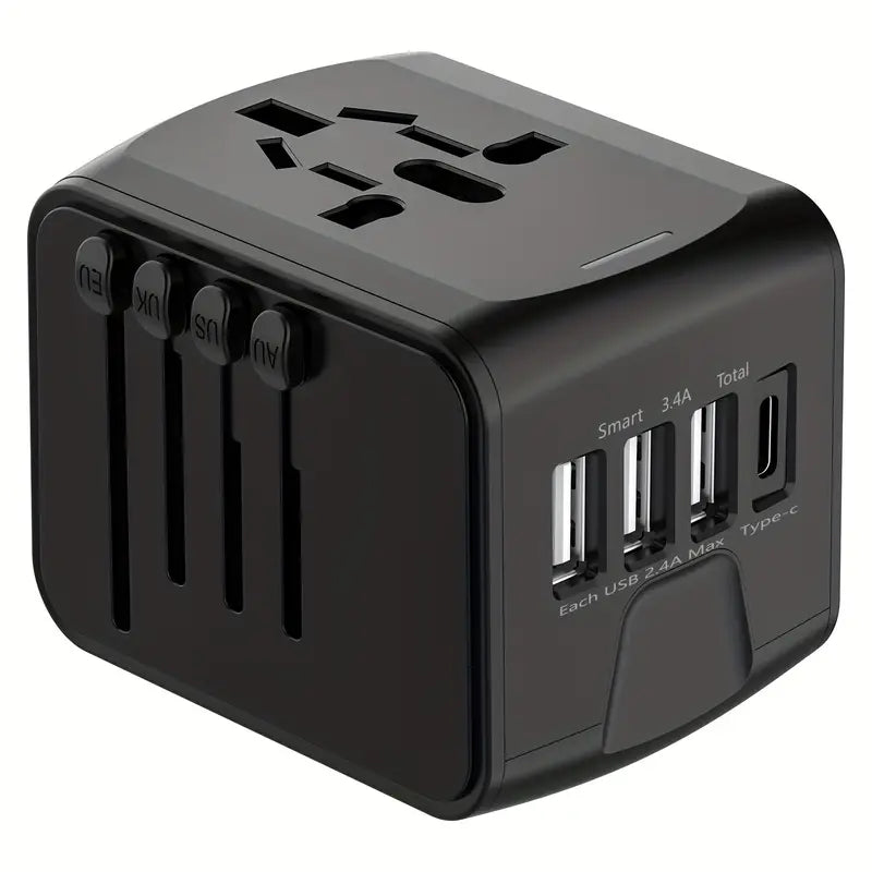 Universal travel adapter with USB-C, fast charging &amp; protection