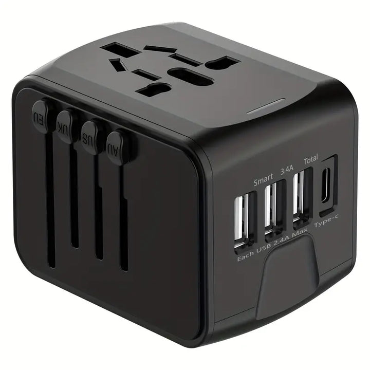 Universal travel adapter with USB-C, fast charging &amp; protection