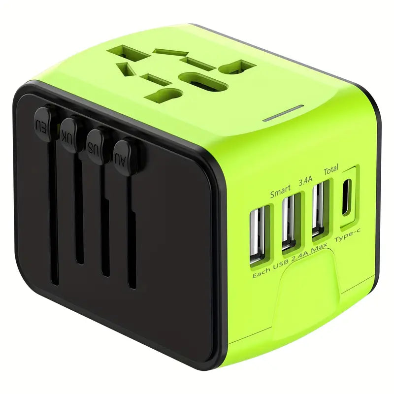 Universal travel adapter with USB-C, fast charging &amp; protection
