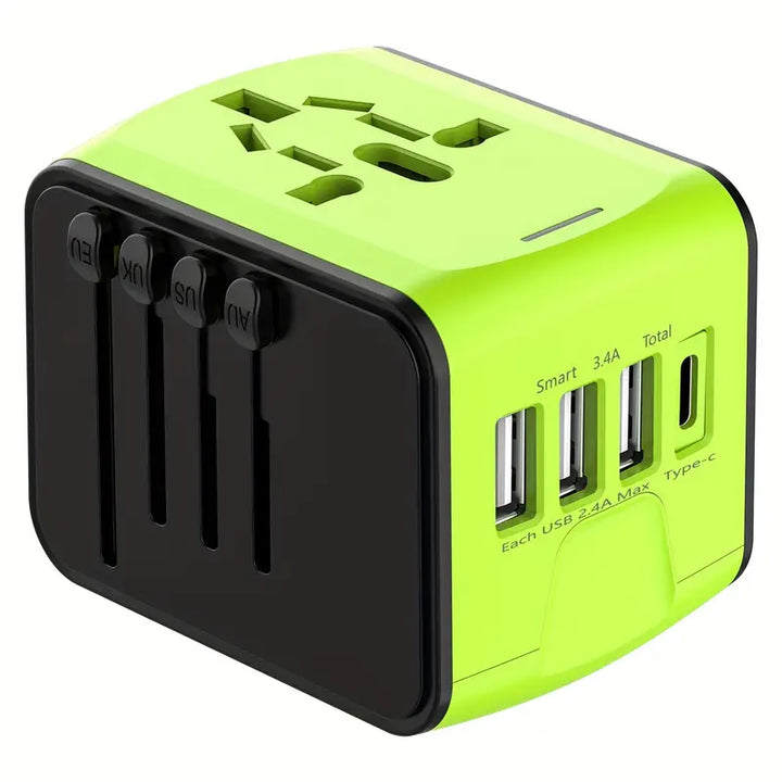 Universal travel adapter with USB-C, fast charging &amp; protection