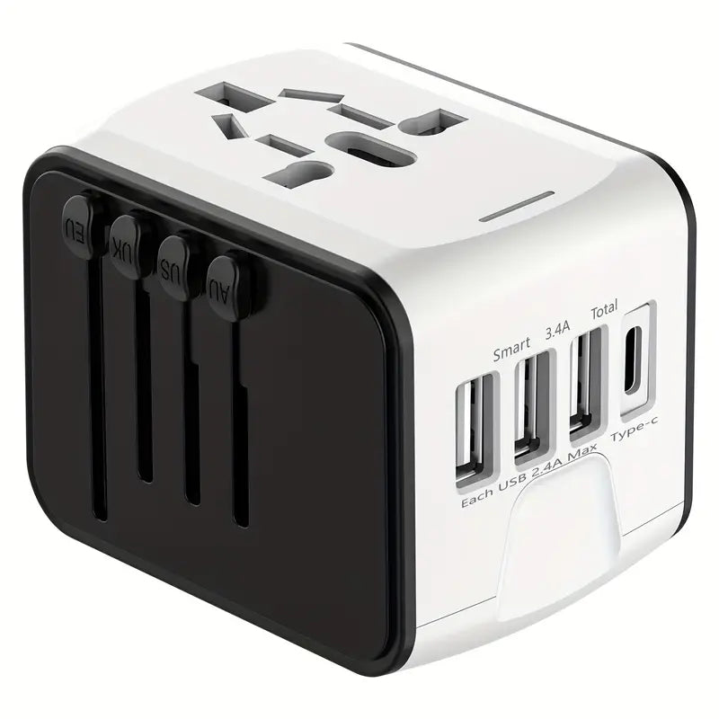 Universal travel adapter with USB-C, fast charging &amp; protection