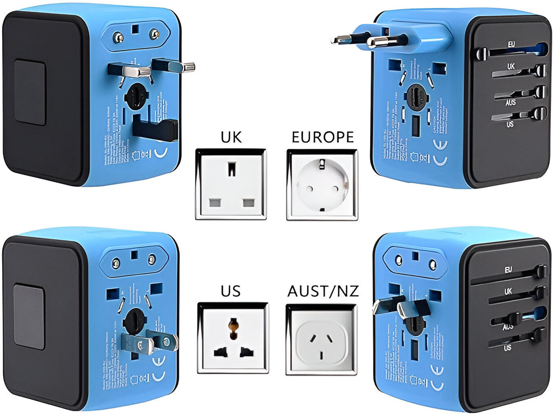 Universal travel adapter with USB-C, fast charging &amp; protection