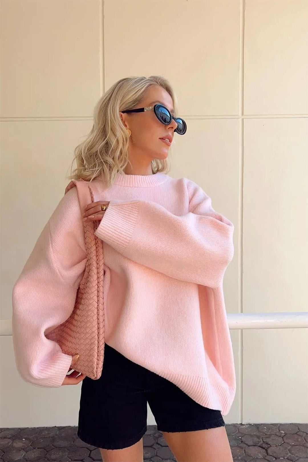 Women's Oversized Sweater in Pink with Soft Texture