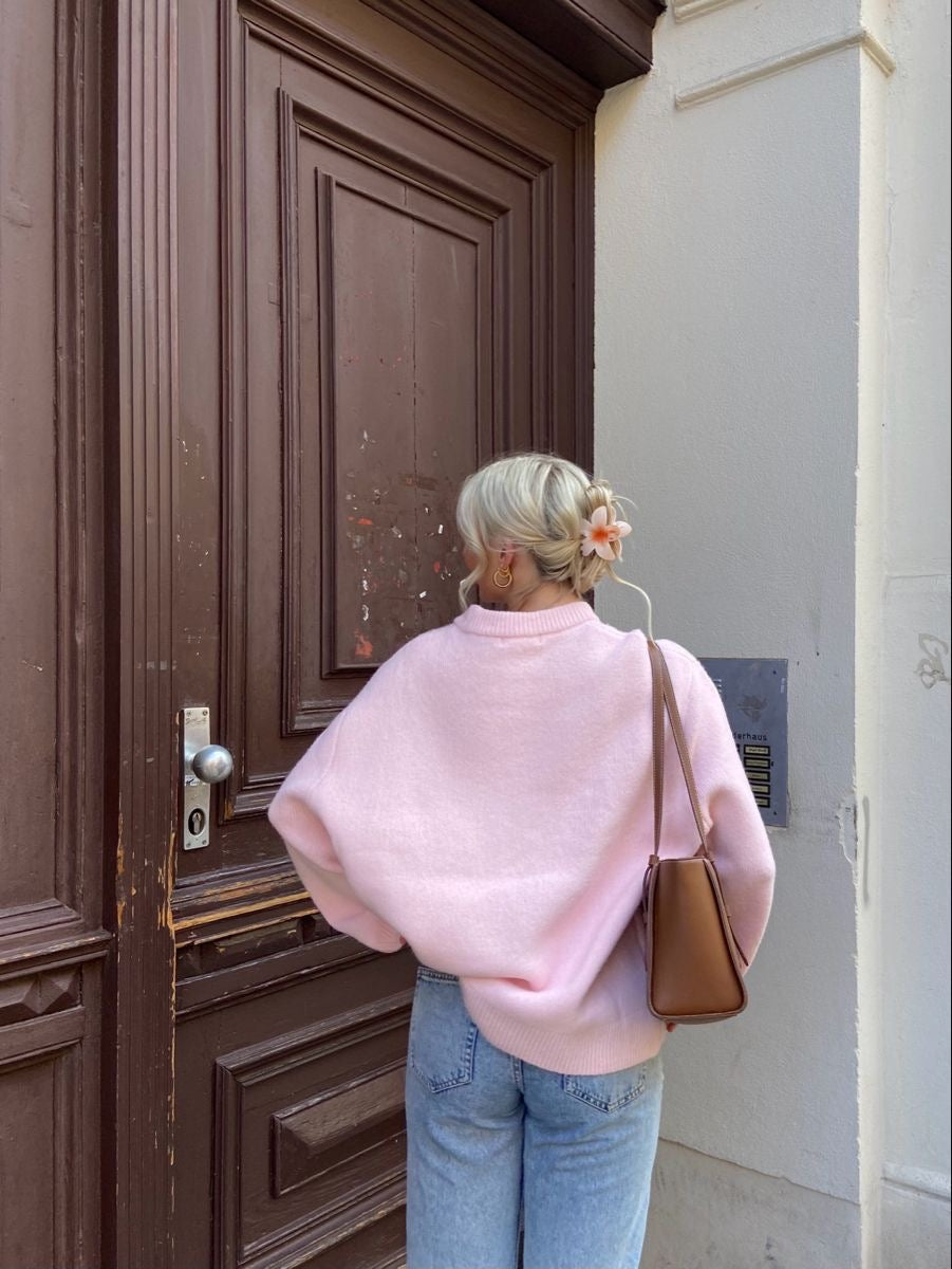 Women's Oversized Sweater in Pink with Soft Texture