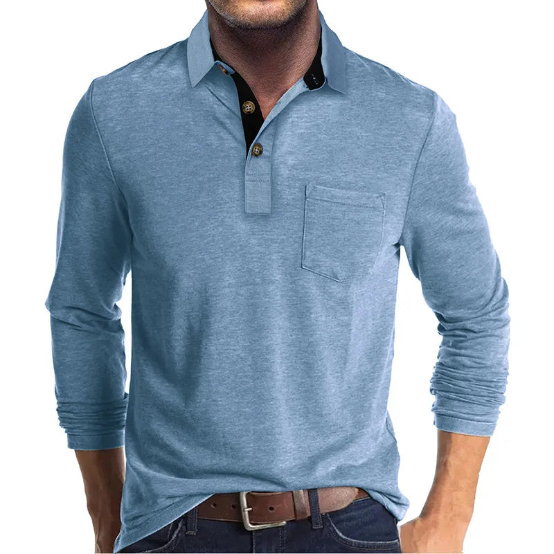 Men's long-sleeved shirt with a classic cut