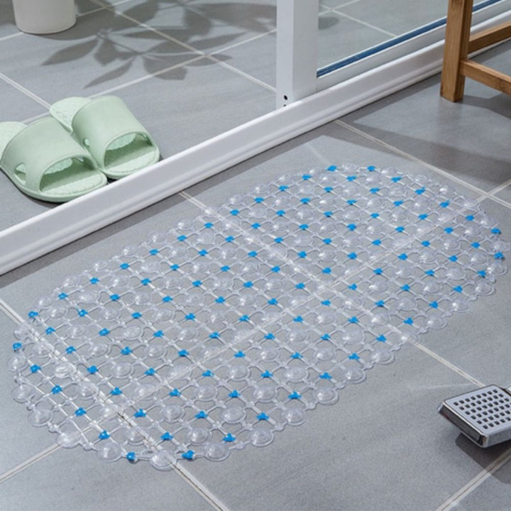 Non-slip shower mat with suction cups and fast water drainage