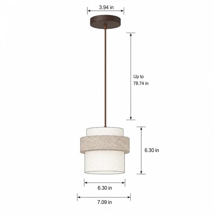 Moderne Pendelleuchte aus Travertin in Zylinderform als Interior-Highlight