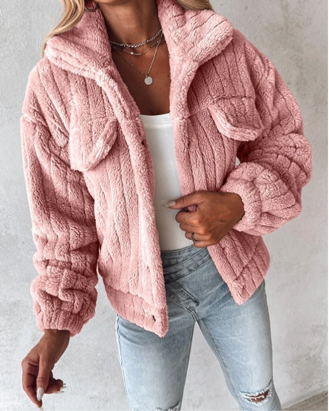 Women's Teddy Jacket with Long Cut and Layered Front 