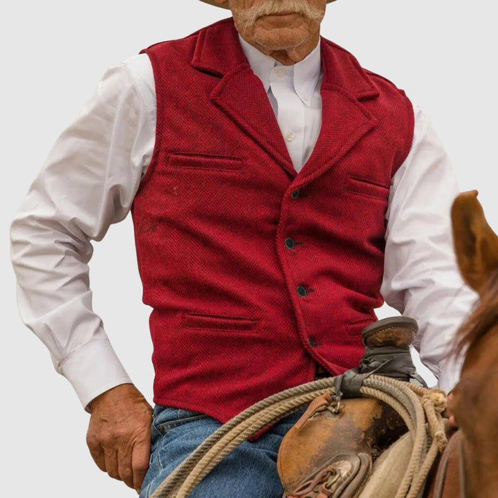 Men's Western-style vest with button placket 