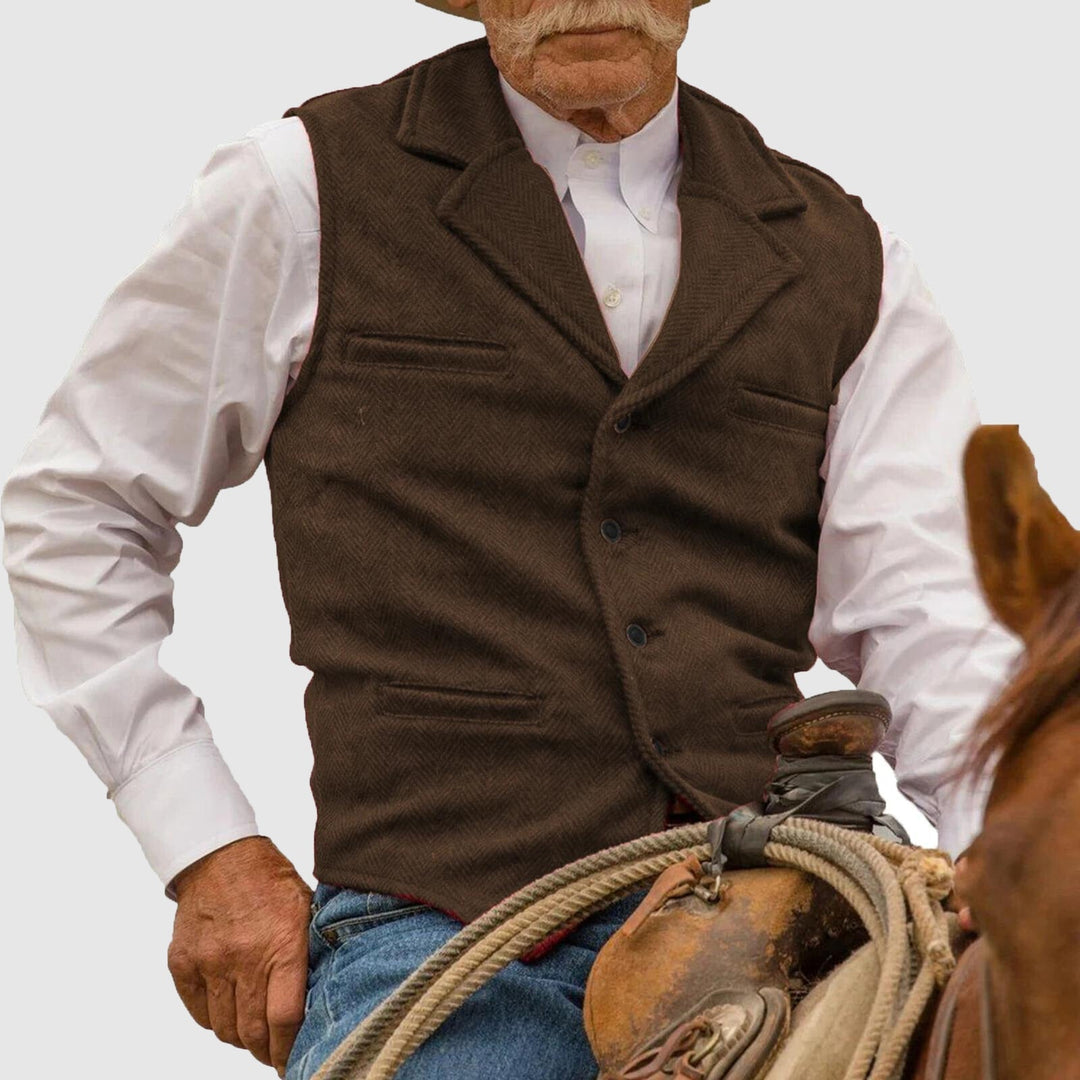 Men's Western-style vest with button placket 